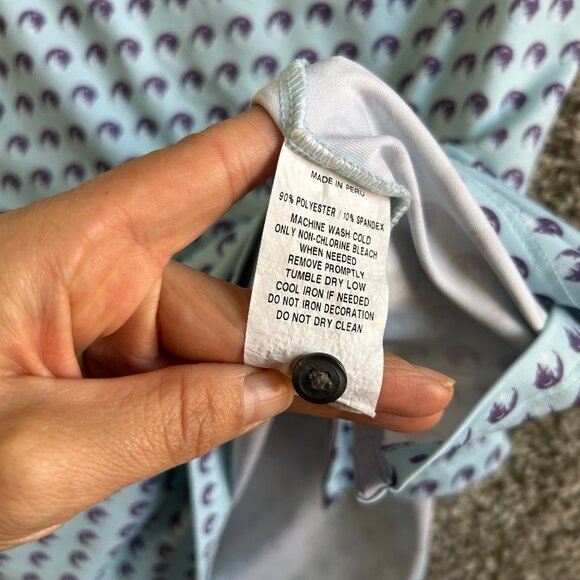 Greyson Mens Printed Polo Shirt M White & Purple Polyester/Spandex Stretch Casua - Picture 6 of 11